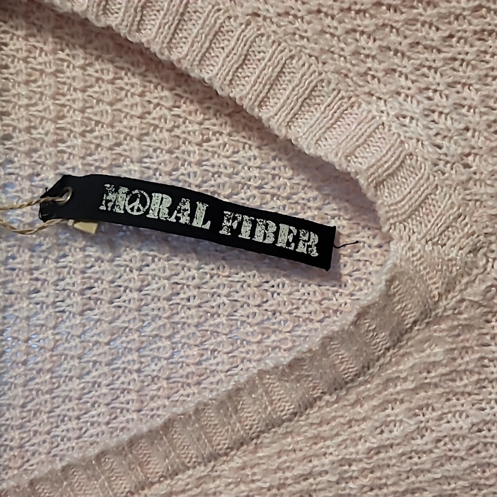 Moral Fiber Pullover Sweater Women's 3X Pink Open Knit Long Sleeve Light Y2K - Picture 5 of 11